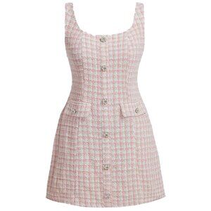 SHEIN MOD Women's Plus Size Plaid Button Detail Spaghetti Strap Dress